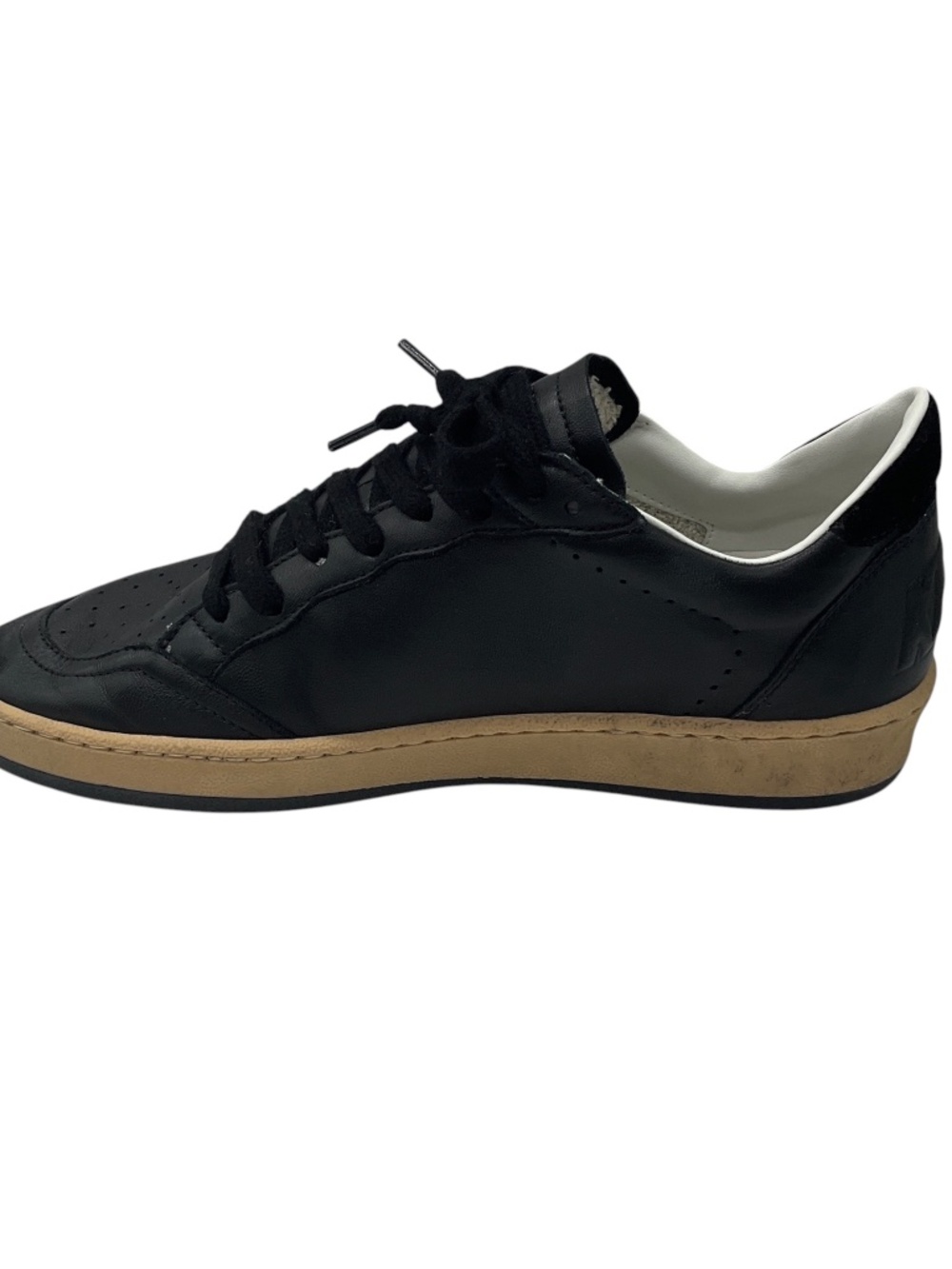 GOLDEN GOOSE DELUXE BRAND BLACK LEATHER AND GLITTER LOW TOP BALL STAR SNEAKERS - Picture 3 of 7